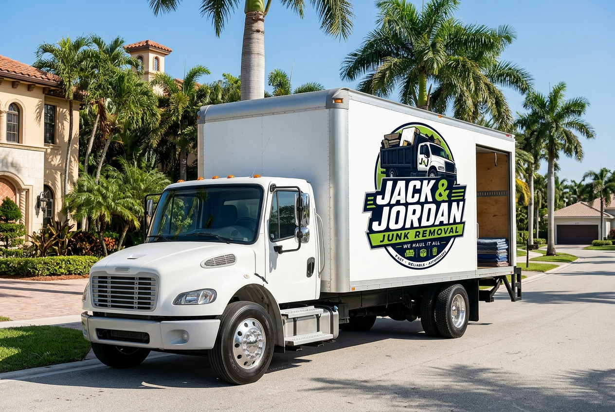 Jack & Jordan Junk Removal truck loading furniture in South Florida